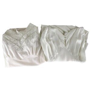 2 Vintage Womens Full Slips White No Size Care Or Brand Tags Need Minor Repair